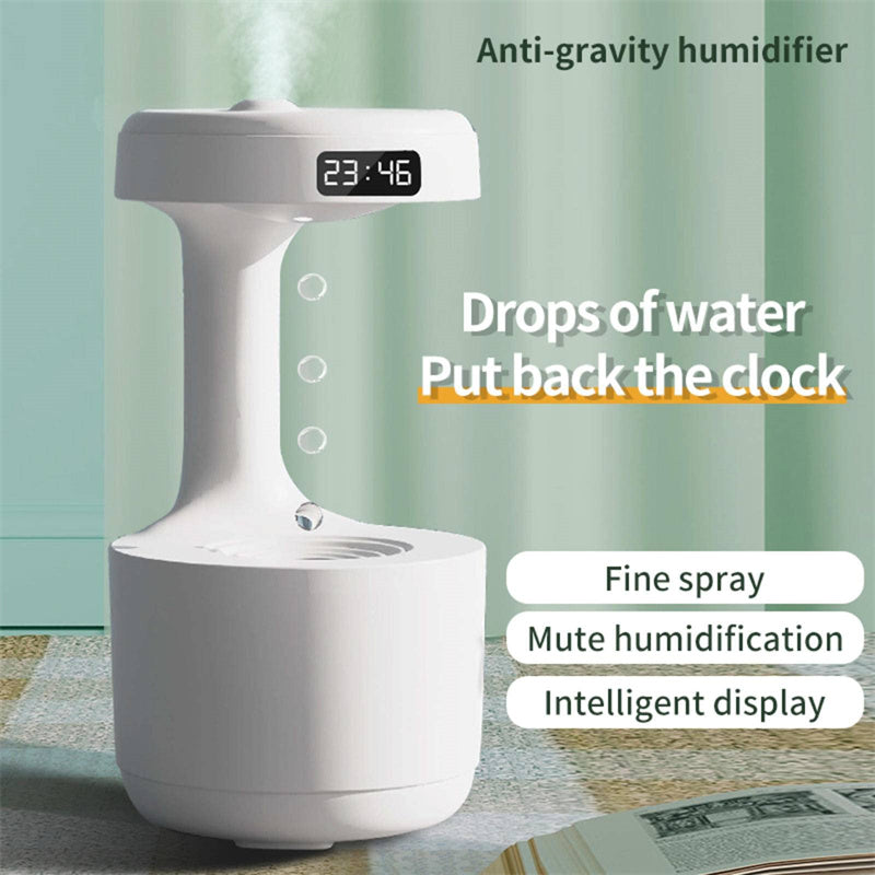 Anti-Gravity Humidifier With Clock Water Drop Backflow Aroma Diffuser Large Capacity Office Bedroom Mute Household Sprayer ALPENZO