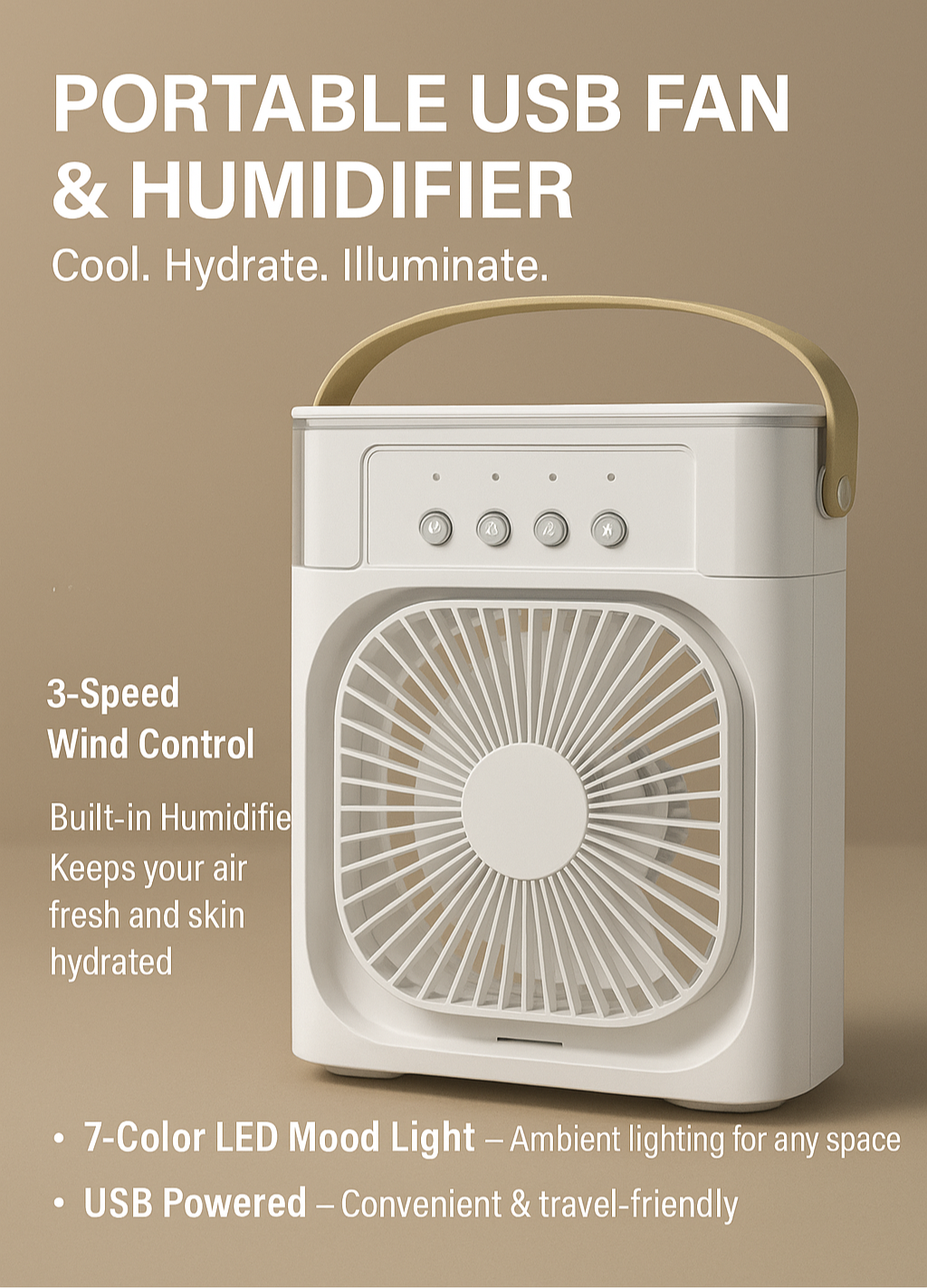 Alpenzo™ 3-in-1 Mini Air Cooler – Portable AC Fan, LED Night Light & Humidifier for Instant Cooling | Perfect for Home, Office & Travel ALPENZO