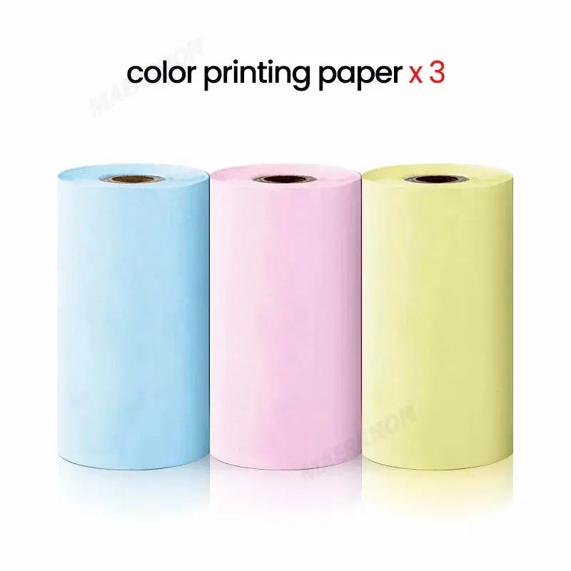 HD Mini Printer Thermal Paper 57*25MM Self-adhesive Roll Paper Label Sticker Photo Inkless Printing Portable Printer Color Paper - ALPENZO