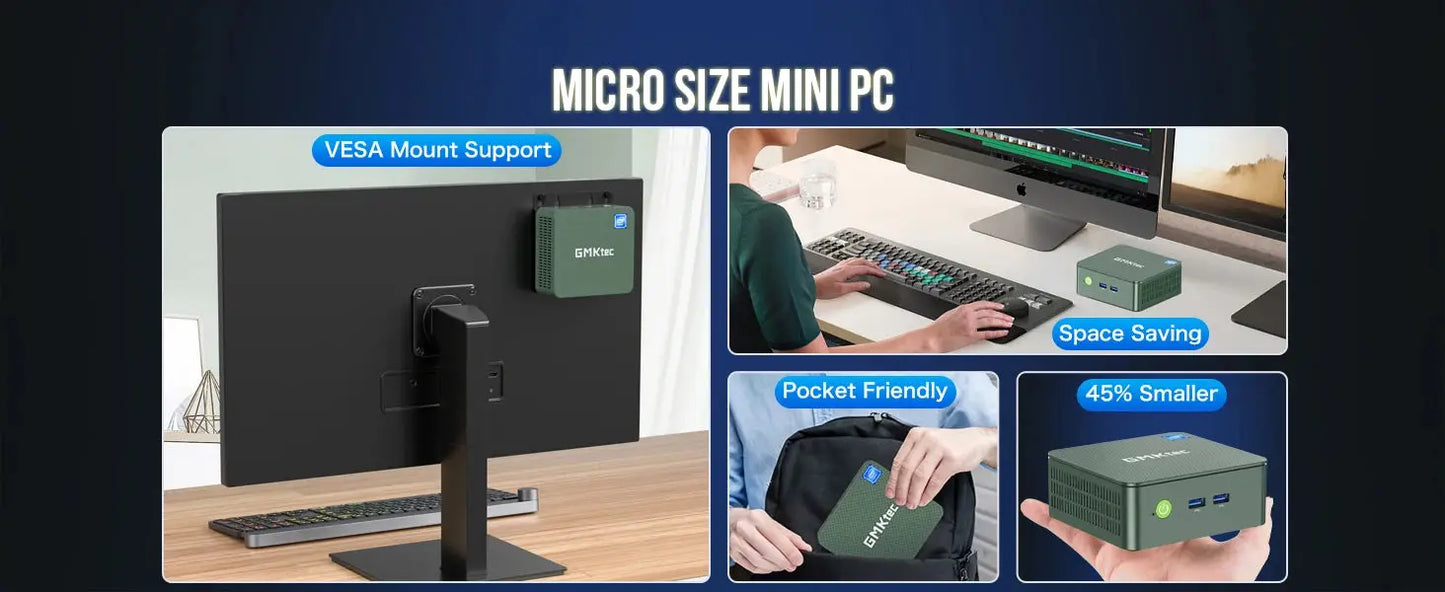 GMKtec G3 Mini PC Intel Alder Lake N100 Windows 11 Pro Mini PC 8/16GB DDR4 256/512GB PCIe M.2 SSD WiFi 6 BT5.2 Desktop Computer - ALPENZO
