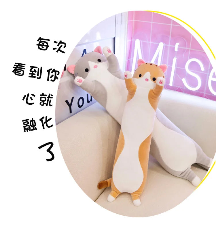 50/70cm Cute Soft Long Cat Plush Toys Stuffed Pause Office Nap Pillow Bed Sleep Home Decor Gift Doll for Kids Girl ALPENZO