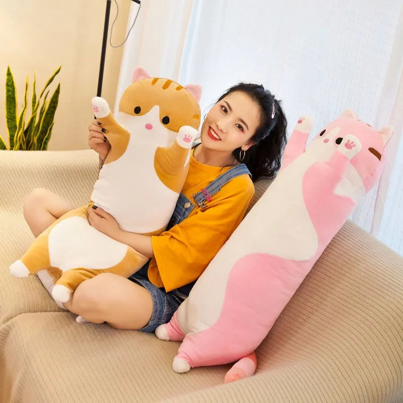 50/70cm Cute Soft Long Cat Plush Toys Stuffed Pause Office Nap Pillow Bed Sleep Home Decor Gift Doll for Kids Girl ALPENZO