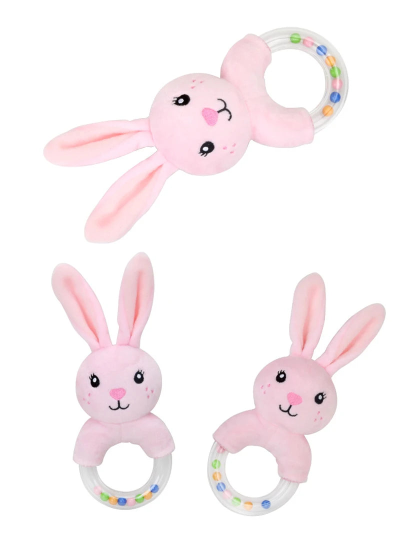 QWZ Hot Cute Baby Rattle Toys Rabbit Plush Baby Cartoon Bed Toys for Newborn 0-24 Months Educational Toy Sheep Bear Hand Bells ALPENZO