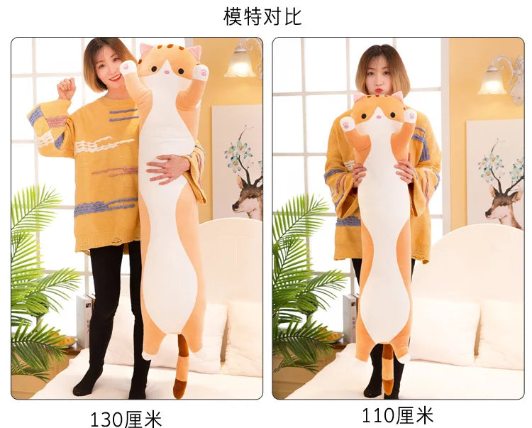 50/70cm Cute Soft Long Cat Plush Toys Stuffed Pause Office Nap Pillow Bed Sleep Home Decor Gift Doll for Kids Girl ALPENZO