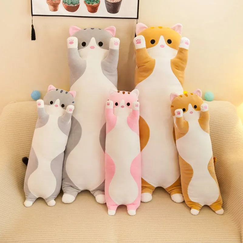 50/70cm Cute Soft Long Cat Plush Toys Stuffed Pause Office Nap Pillow Bed Sleep Home Decor Gift Doll for Kids Girl ALPENZO
