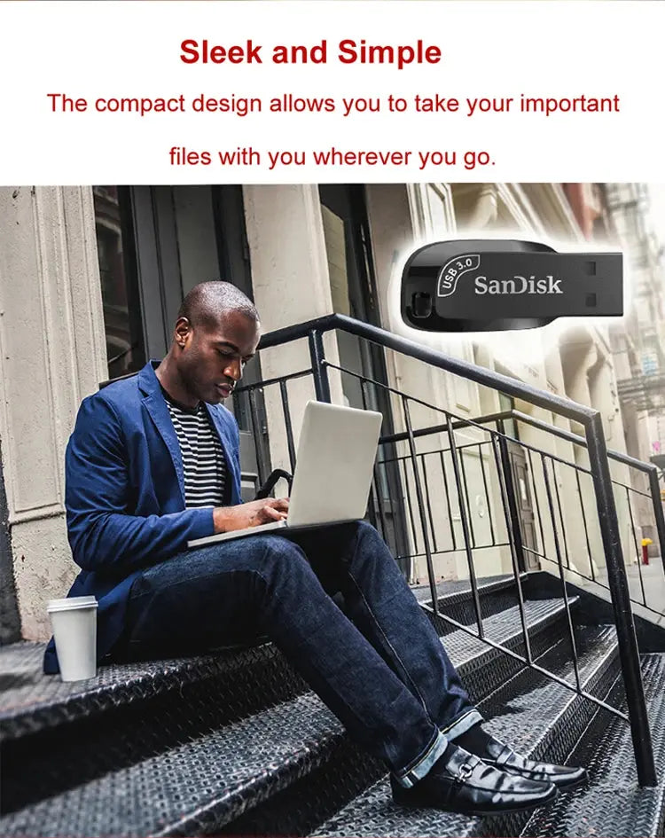 Original SanDisk USB 3.2 USB Flash Drive CZ410 32GB 64GB 128GB 256GB Pen Drive Memory Stick Black U Disk Mini Pendrive - ALPENZO