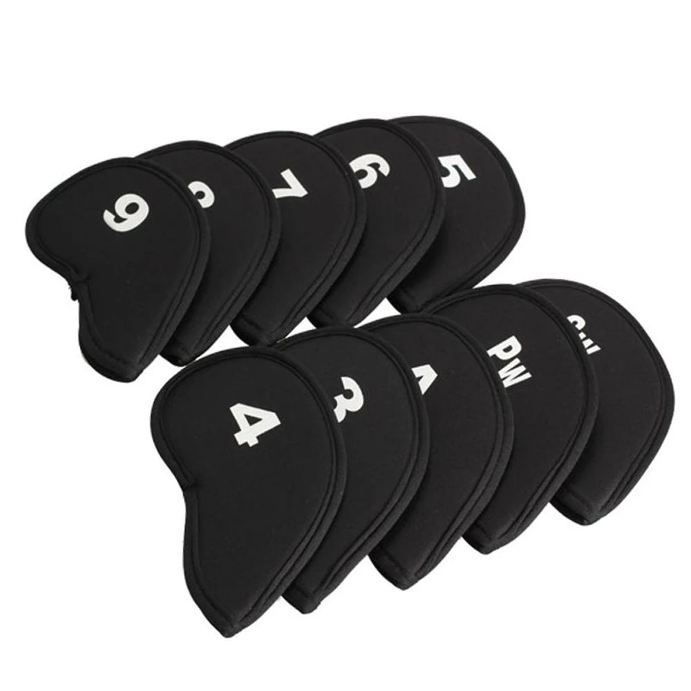 10Pcs/set Golf Iron Head Covers Iron Golf Club Protective Black/Red/Blue Golf Club Iron Head Protector Golf Accessories