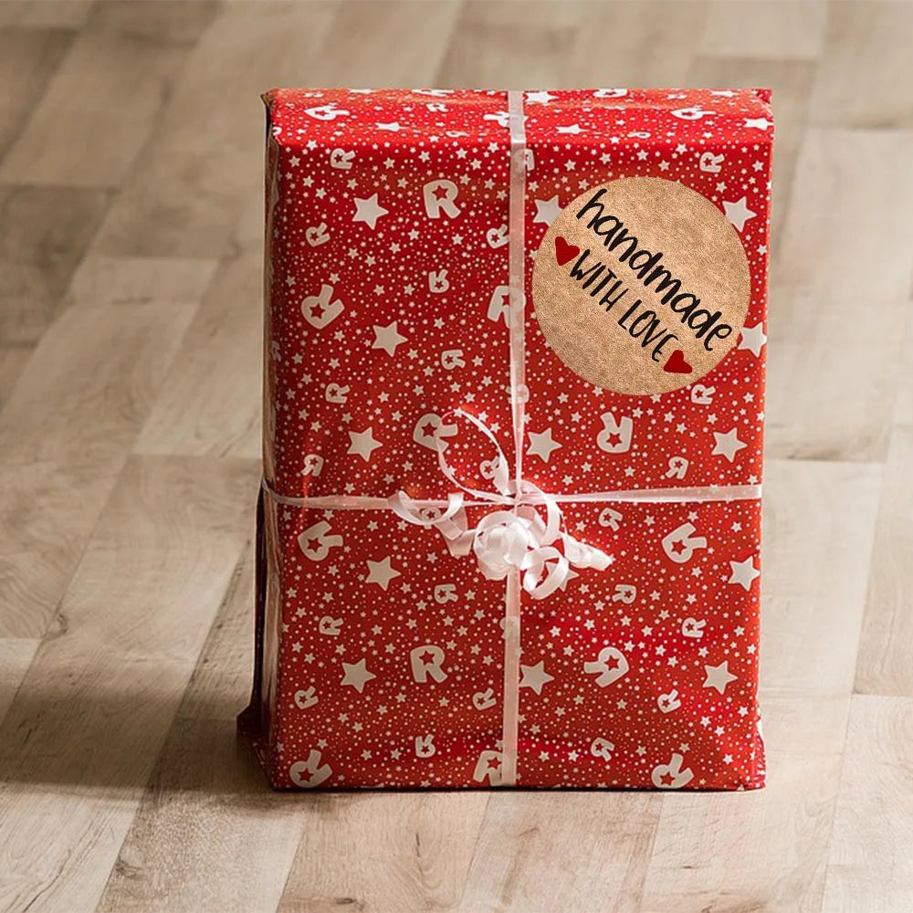 100-500pcs 1inch Vintage Kraft Paper Handmade With Love Stickers for Package Thank You Stationery Adhesive Labels Baking Seals ALPENZO