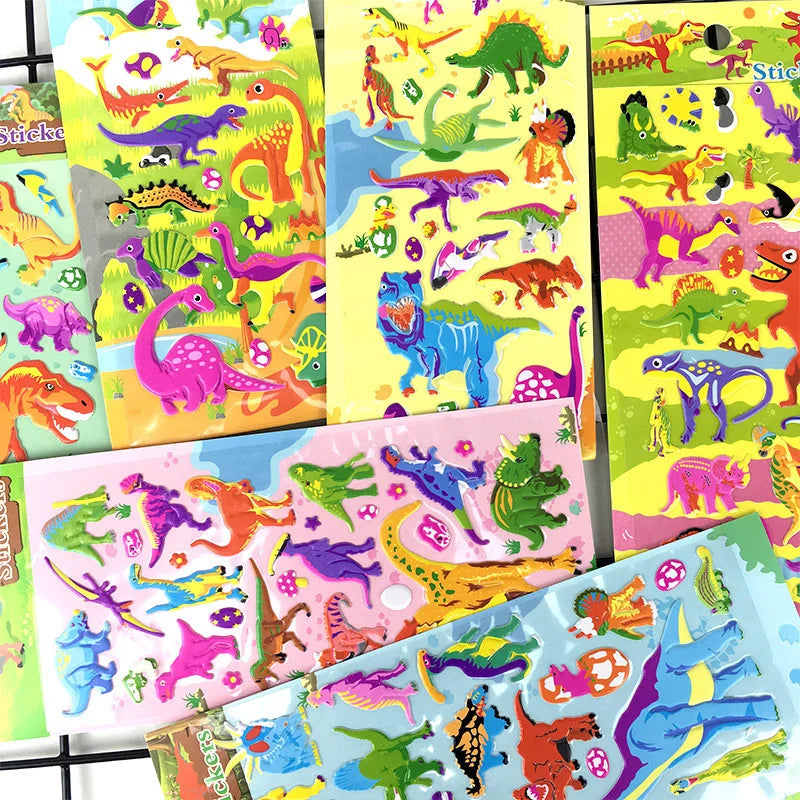 6 Sheets 3D Bubble Sticker Car Truck Plane Traffic Waterproof Cartoon Anime Stickers For Girl Boy Kids Funny Educational Toys ALPENZO