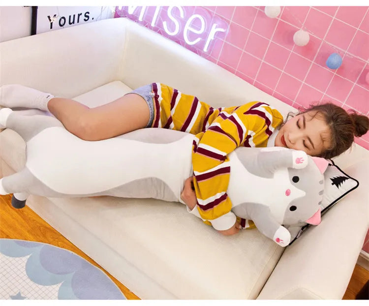50/70cm Cute Soft Long Cat Plush Toys Stuffed Pause Office Nap Pillow Bed Sleep Home Decor Gift Doll for Kids Girl ALPENZO