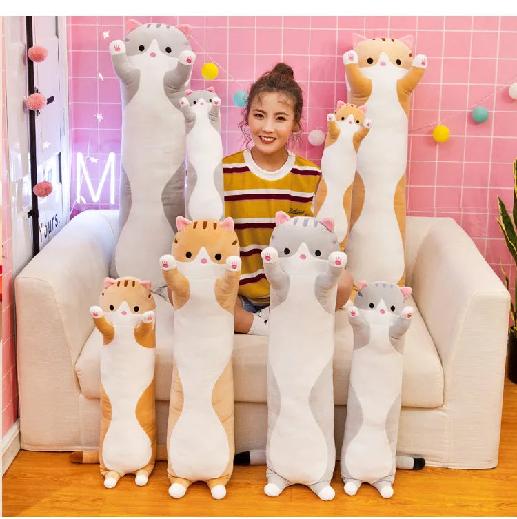 50/70cm Cute Soft Long Cat Plush Toys Stuffed Pause Office Nap Pillow Bed Sleep Home Decor Gift Doll for Kids Girl ALPENZO