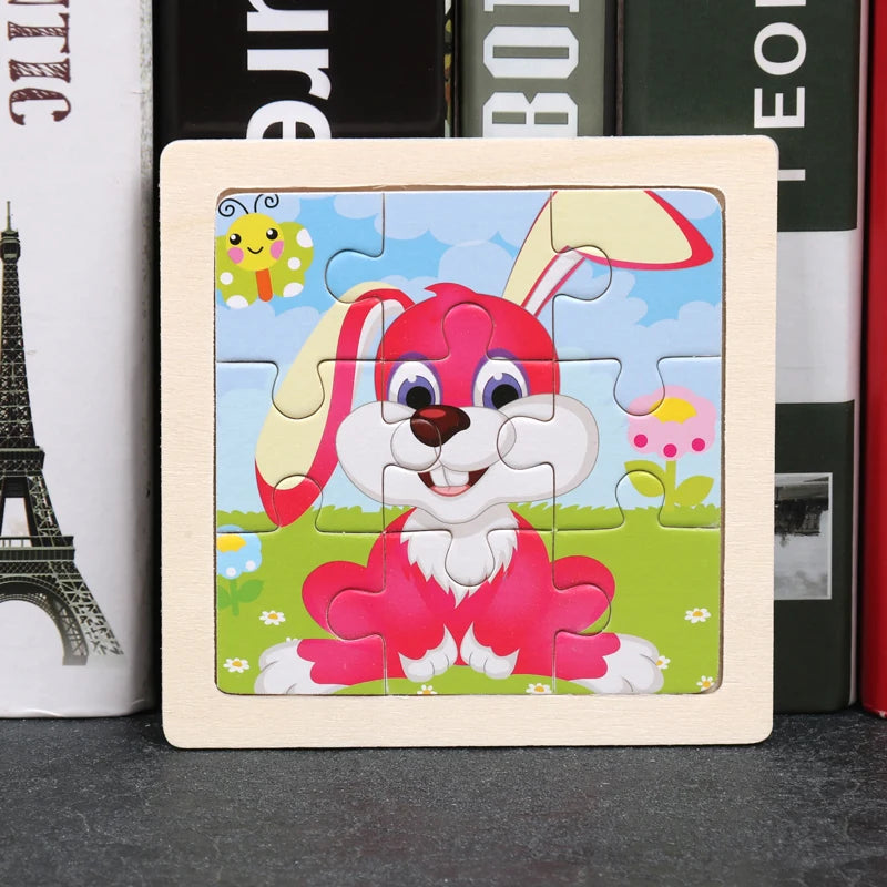 Hot Sale 11X11CM Kids Wooden Puzzle Baby Cartoon Animal Traffic Tangram Wood Puzzle Educational Jigsaw Toys For Children Gifts ALPENZO