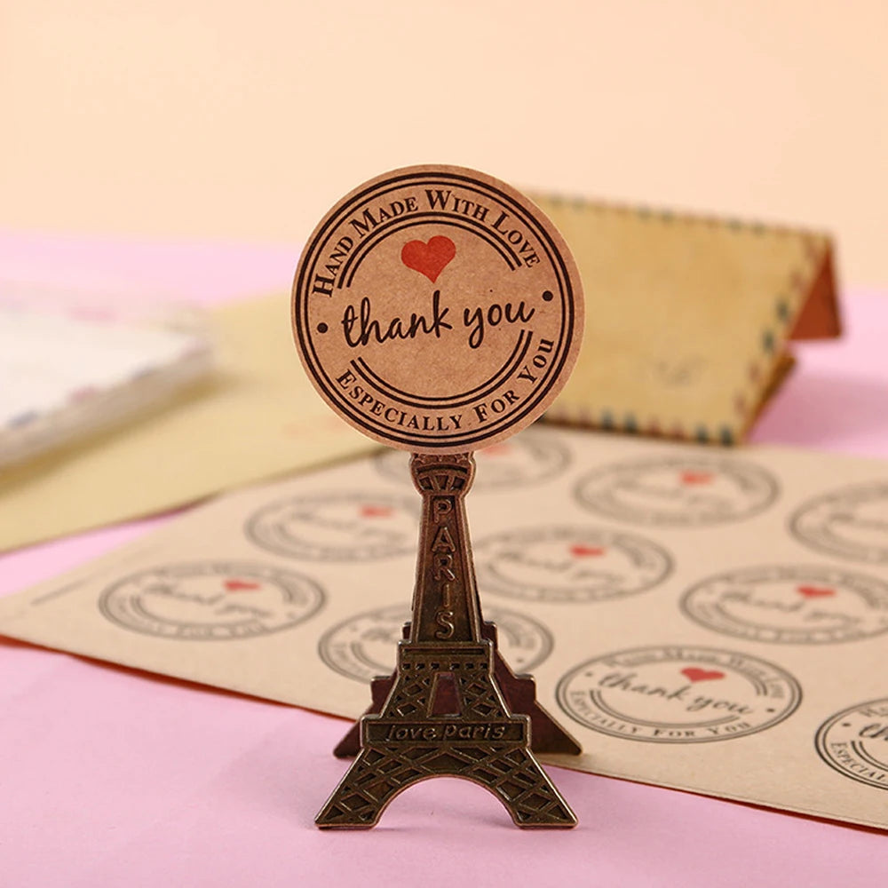 100-500pcs 1inch Vintage Kraft Paper Handmade With Love Stickers for Package Thank You Stationery Adhesive Labels Baking Seals ALPENZO