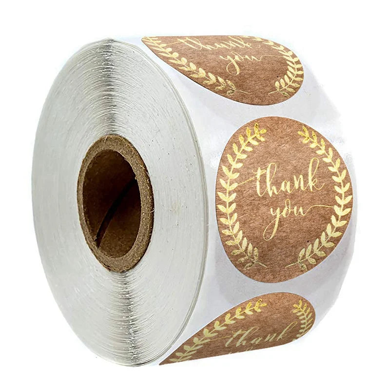 100-500pcs 1inch Vintage Kraft Paper Handmade With Love Stickers for Package Thank You Stationery Adhesive Labels Baking Seals ALPENZO