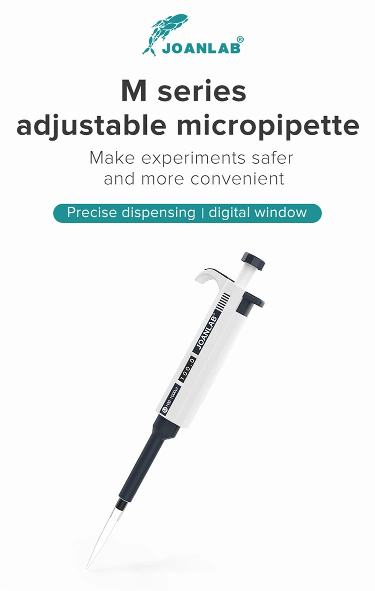 JOANLAB Micropipette Laboratory Automatic Pipette Digital Adjustable Plastic Pipette Chemistry Lab Equipment With Pipette Tips ALPENZO