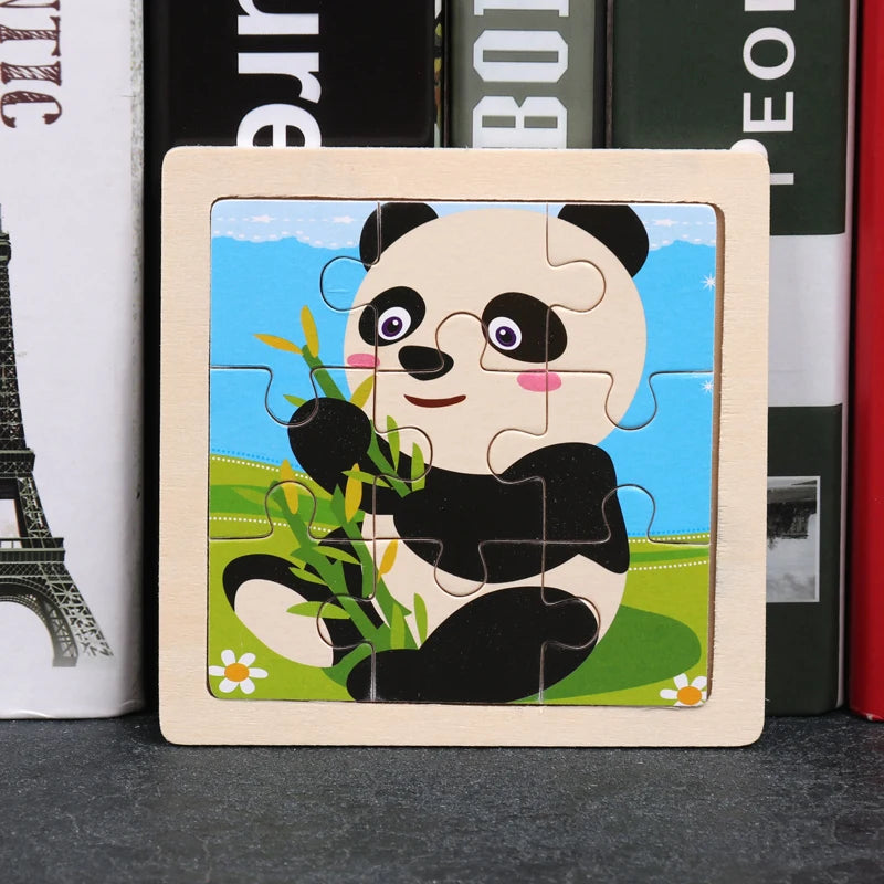 Hot Sale 11X11CM Kids Wooden Puzzle Baby Cartoon Animal Traffic Tangram Wood Puzzle Educational Jigsaw Toys For Children Gifts ALPENZO