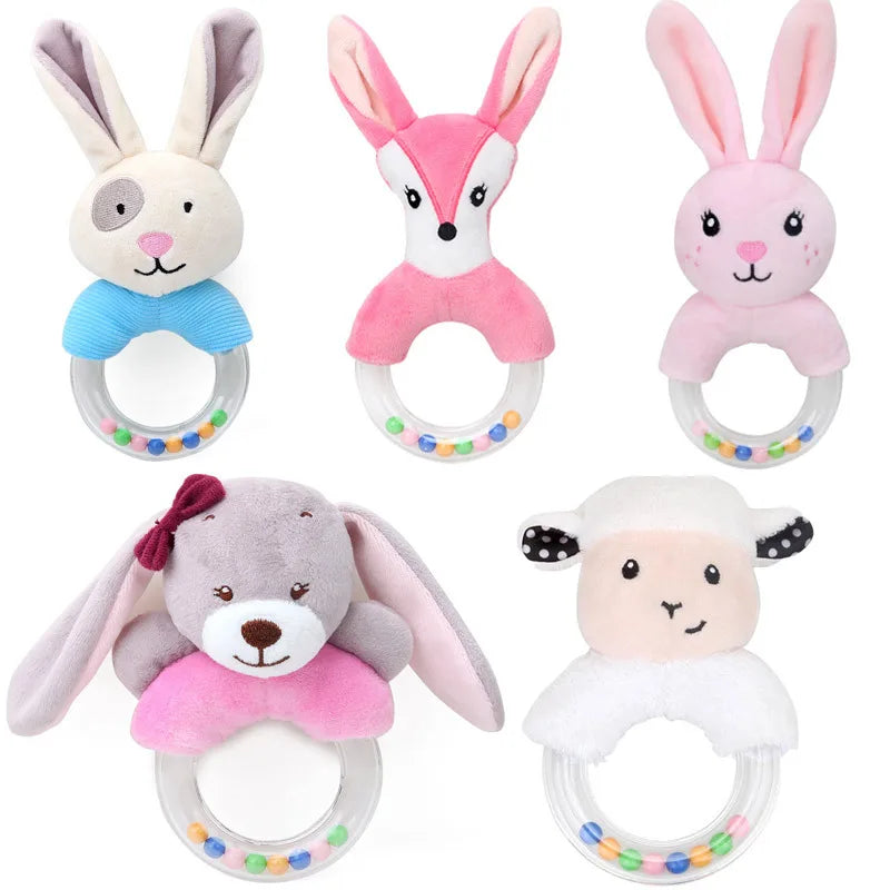 QWZ Hot Cute Baby Rattle Toys Rabbit Plush Baby Cartoon Bed Toys for Newborn 0-24 Months Educational Toy Sheep Bear Hand Bells ALPENZO