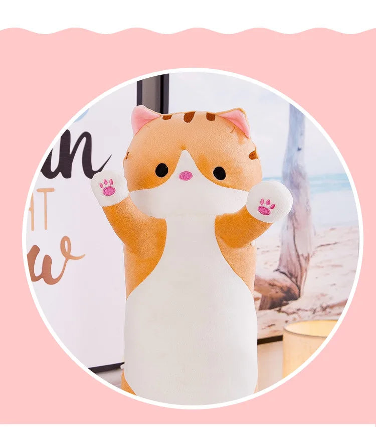50/70cm Cute Soft Long Cat Plush Toys Stuffed Pause Office Nap Pillow Bed Sleep Home Decor Gift Doll for Kids Girl ALPENZO