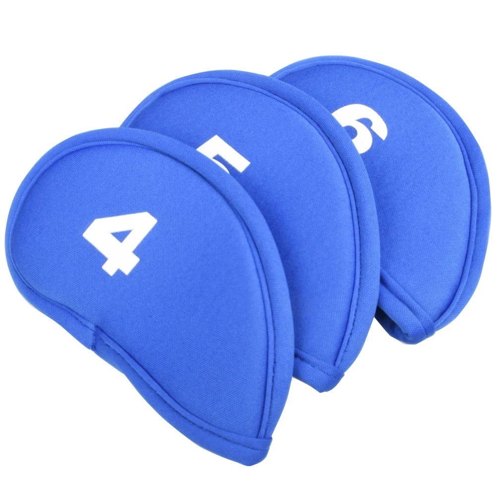 10Pcs/set Golf Iron Head Covers Iron Golf Club Protective Black/Red/Blue Golf Club Iron Head Protector Golf Accessories
