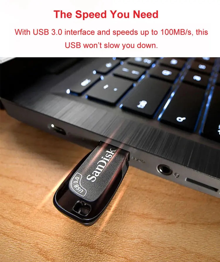 Original SanDisk USB 3.2 USB Flash Drive CZ410 32GB 64GB 128GB 256GB Pen Drive Memory Stick Black U Disk Mini Pendrive - ALPENZO