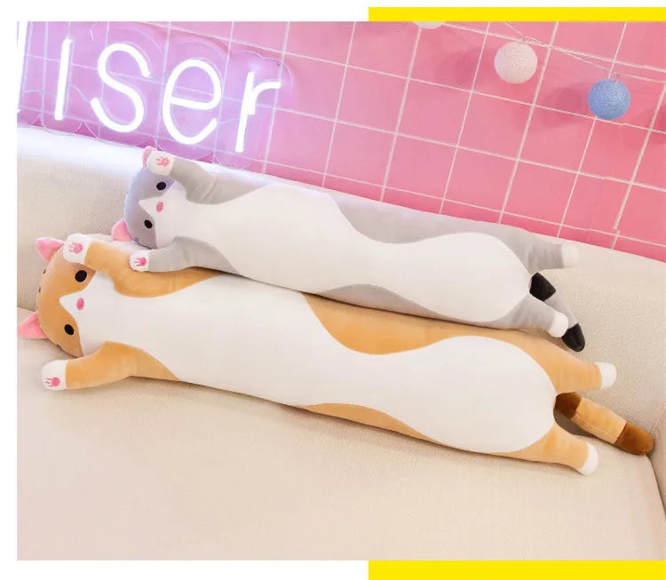 50/70cm Cute Soft Long Cat Plush Toys Stuffed Pause Office Nap Pillow Bed Sleep Home Decor Gift Doll for Kids Girl ALPENZO