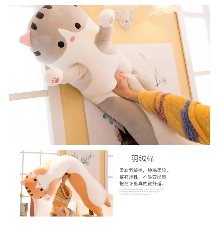 50/70cm Cute Soft Long Cat Plush Toys Stuffed Pause Office Nap Pillow Bed Sleep Home Decor Gift Doll for Kids Girl ALPENZO