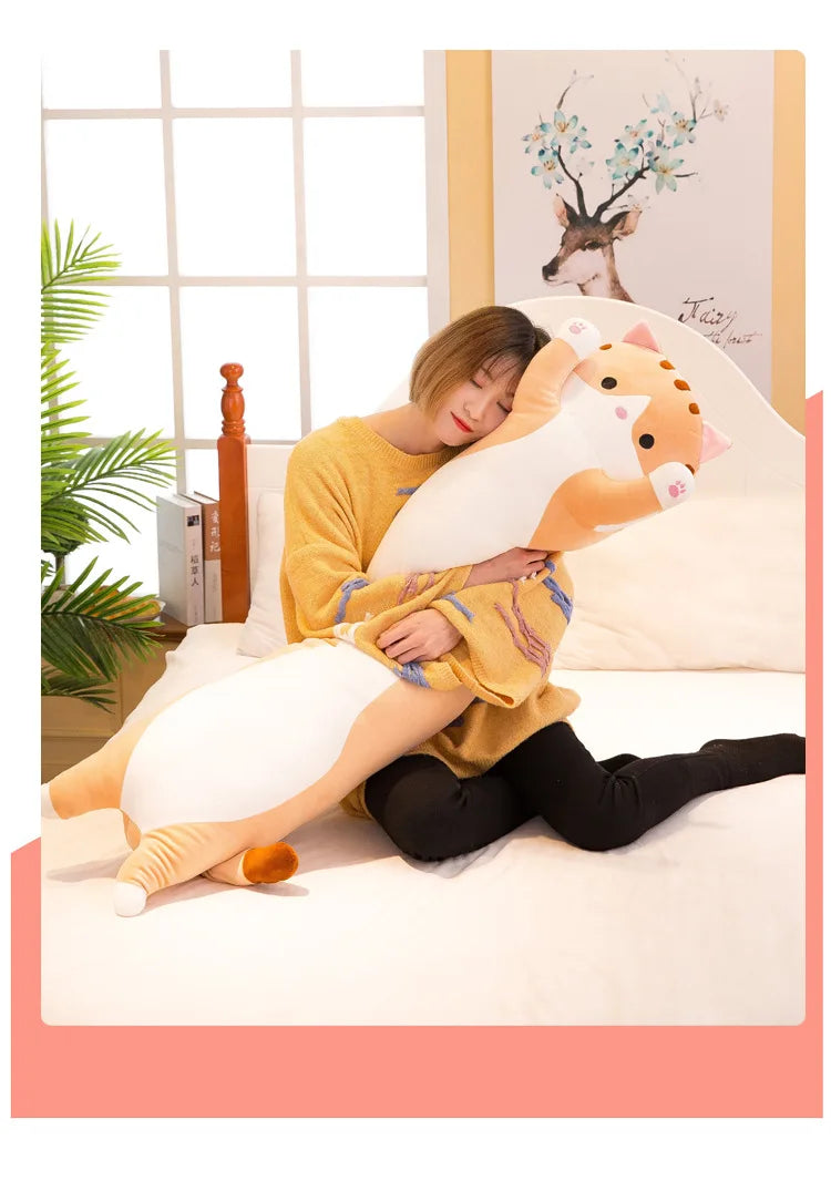 50/70cm Cute Soft Long Cat Plush Toys Stuffed Pause Office Nap Pillow Bed Sleep Home Decor Gift Doll for Kids Girl ALPENZO