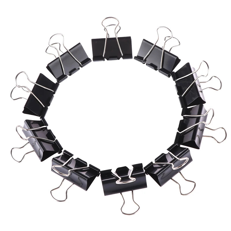 10pcs/lot Black Metal Binder Clips 19mm/ 25mm/ 32mm Notes Letter Paper Clip Office Supplies Binding Securing ALPENZO