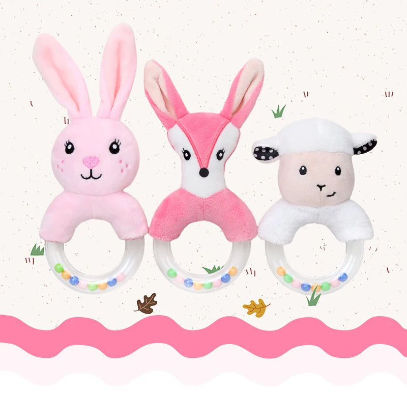 QWZ Hot Cute Baby Rattle Toys Rabbit Plush Baby Cartoon Bed Toys for Newborn 0-24 Months Educational Toy Sheep Bear Hand Bells ALPENZO