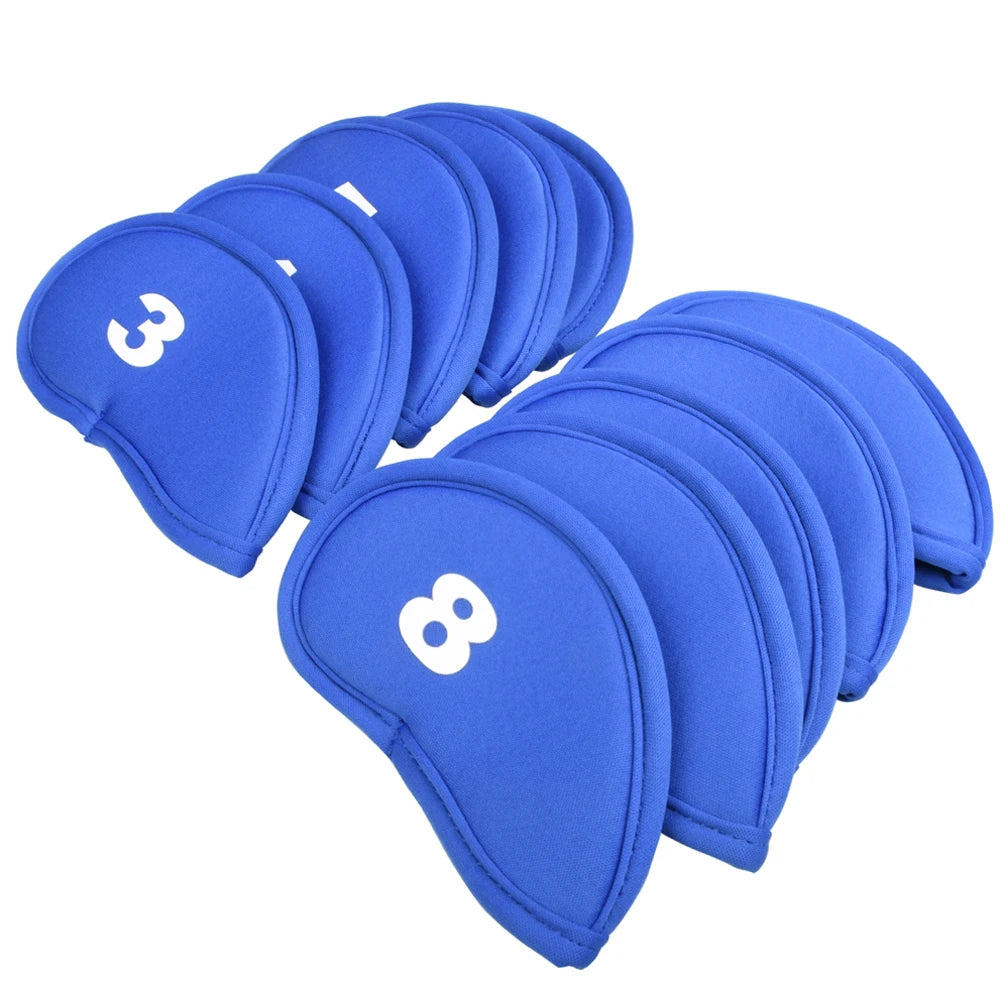 10Pcs/set Golf Iron Head Covers Iron Golf Club Protective Black/Red/Blue Golf Club Iron Head Protector Golf Accessories