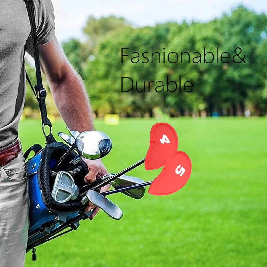 10Pcs/set Golf Iron Head Covers Iron Golf Club Protective Black/Red/Blue Golf Club Iron Head Protector Golf Accessories