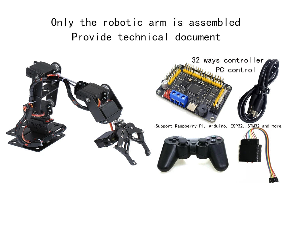 360 Degrees 6 DOF Robot Metal Alloy Mechanical Arm Claw Kit MG996R for Arduino Robotics Kit Educational Ps2 Programmable Toys ALPENZO
