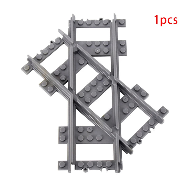 MOC City Train Rail Crossing Flexible Tracks Forked Straight Curved Rails Switch Building Block Bricks Creative DIY Toys ALPENZO