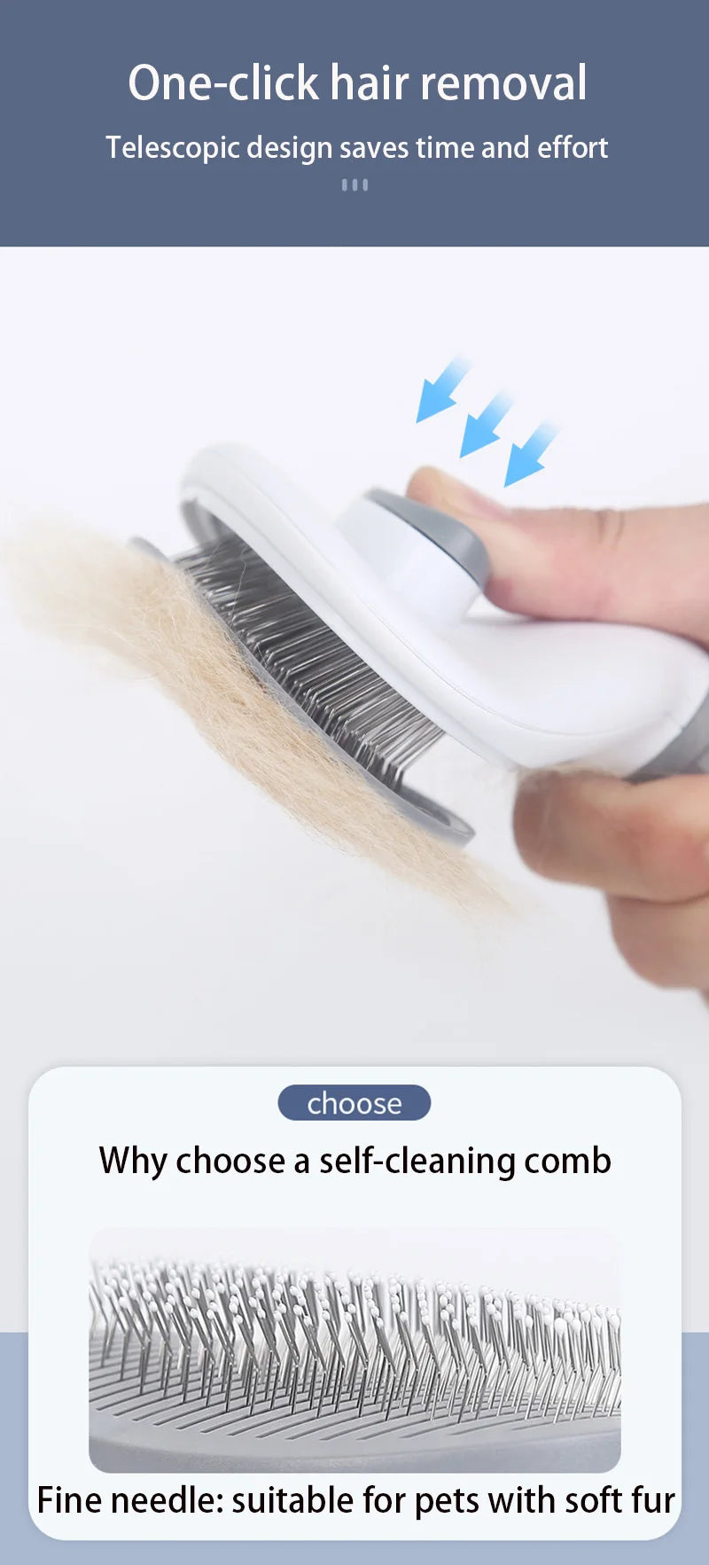 Pet Comb Stainless Steel Needle Comb Pet Dog Cleaning Brush Dog And Cat Hair Removal Floating Hair Cleaning Beauty Skin Care - ALPENZO