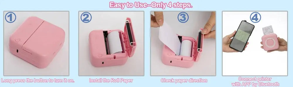 KGG Mini Portable Thermal Printer Paper Photo Pocket Thermal Printer Printing Wireless BT Connect Printers 200dpi Photo Lable - ALPENZO
