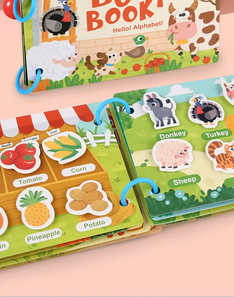 New Montessori Scene Stickers for Children DIY Hand-on Puzzle Reusable Books Cartoon Learning Cognition Toys for Kids Gift ALPENZO