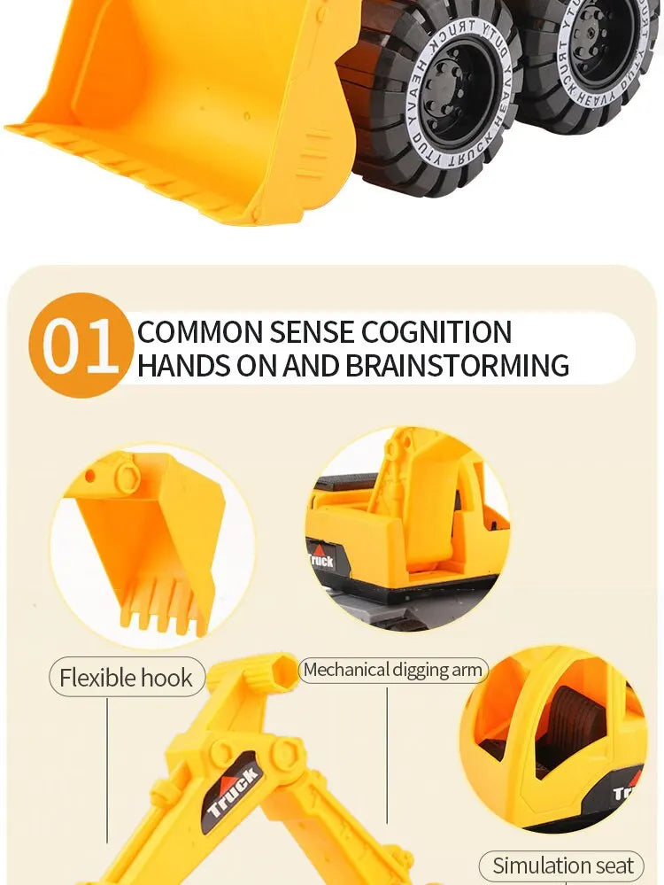 Excavator Dump Truck Model Toy Engineering Vehicle Set .Construction Fleet Toddler Early Education Construction Vehicles Toys ALPENZO