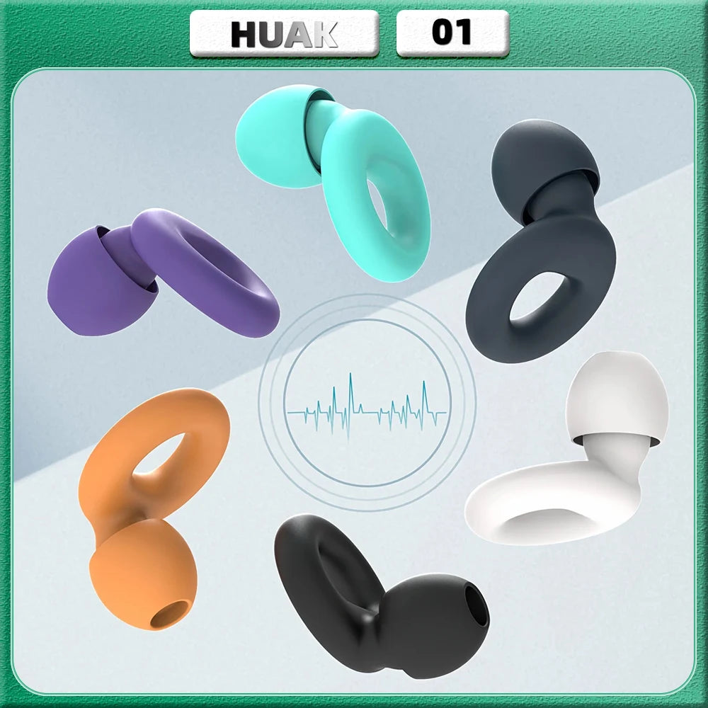 HUAK Quiet Ear Plugs for Sleep,Swim, Work– Super Soft, Reusable Hearing Protection for Noise Reduction 8 Ear Tips in XS/S/M/L