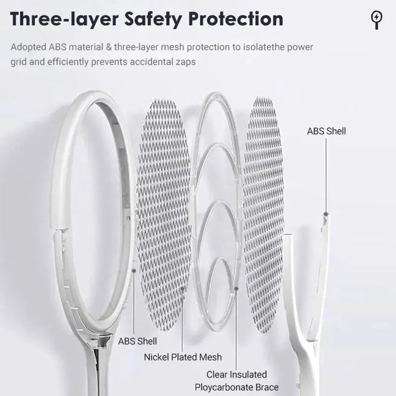 5 In 1 Fast Charging Racket Kill Fly Bug Safety Insulated Battery Powered Lamp ABS Adjustable Electric Mosquito Swatter - ALPENZO