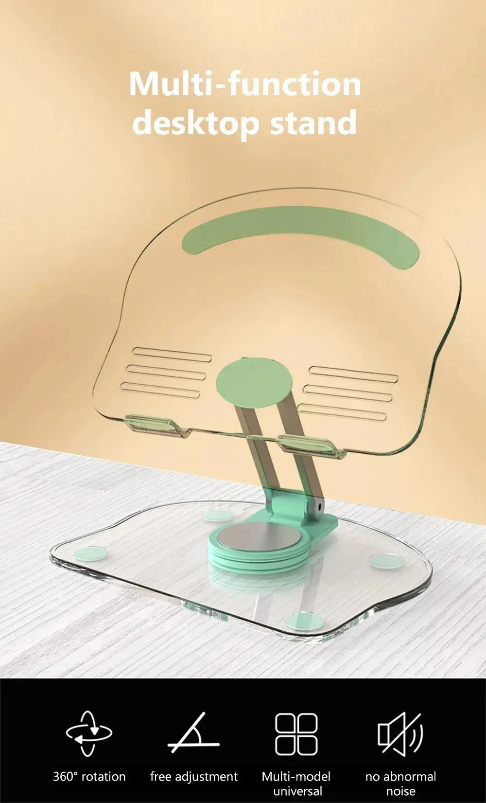 Transparent Rotating Stand Acrylic Plate Desktop Mobile Phone Tablet Universal Live Folding Adjustment Computer Support Stand - ALPENZO
