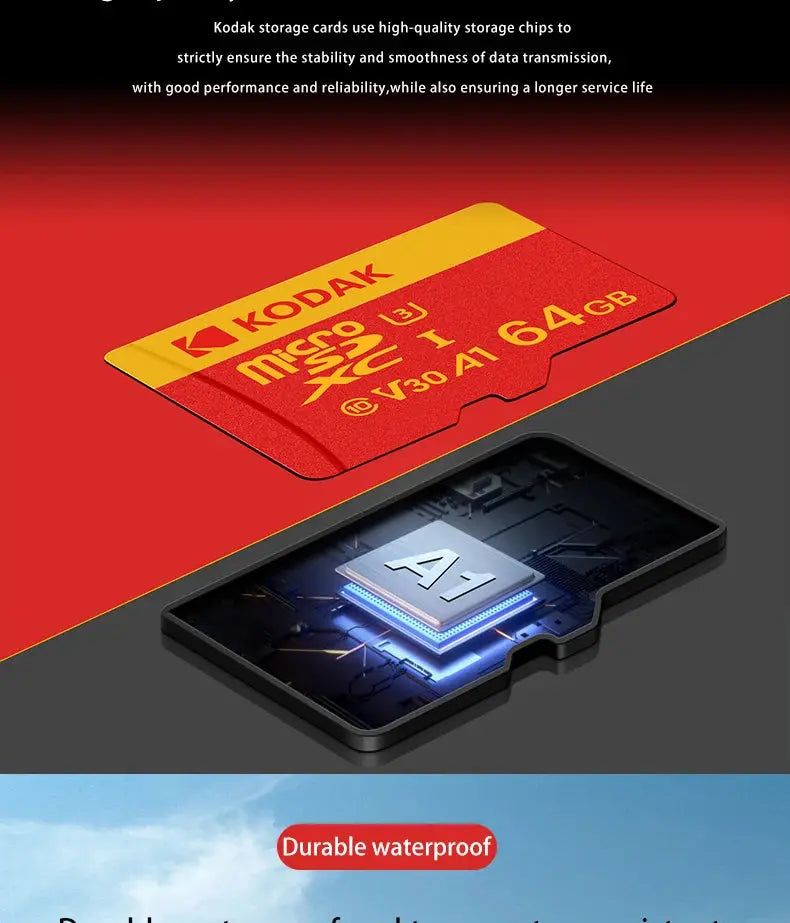 KODAK MicroSD Card Red Memory Card Class10 32GB 64GB 128GB 256GB U3 4K High Speed Flash Memory TF Flash Cards for Phone - ALPENZO