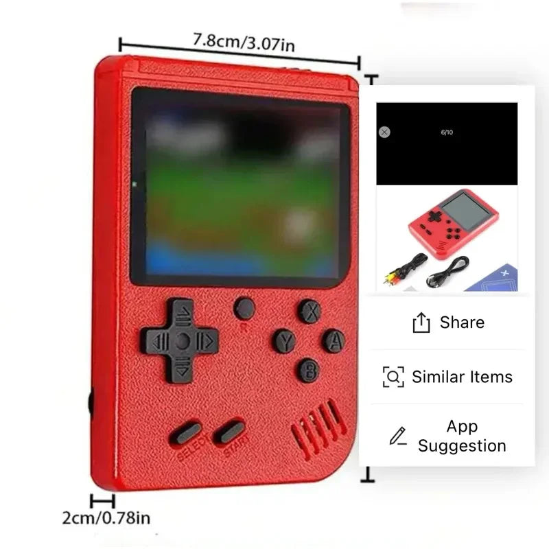 A Red Retro Classic Games Children's Handheld Small Game Console With 400 Game Charging Can Be Connected To The TV ALPENZO
