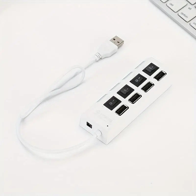 USB 2.0 Hub Multi Port USB Splitter High Speed Hub Use Power Adapter 4/7 Ports Multiple Expander Led Switch Lamp Hub For Laptop - ALPENZO