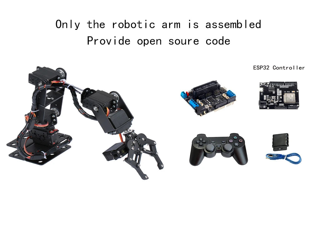 360 Degrees 6 DOF Robot Metal Alloy Mechanical Arm Claw Kit MG996R for Arduino Robotics Kit Educational Ps2 Programmable Toys ALPENZO