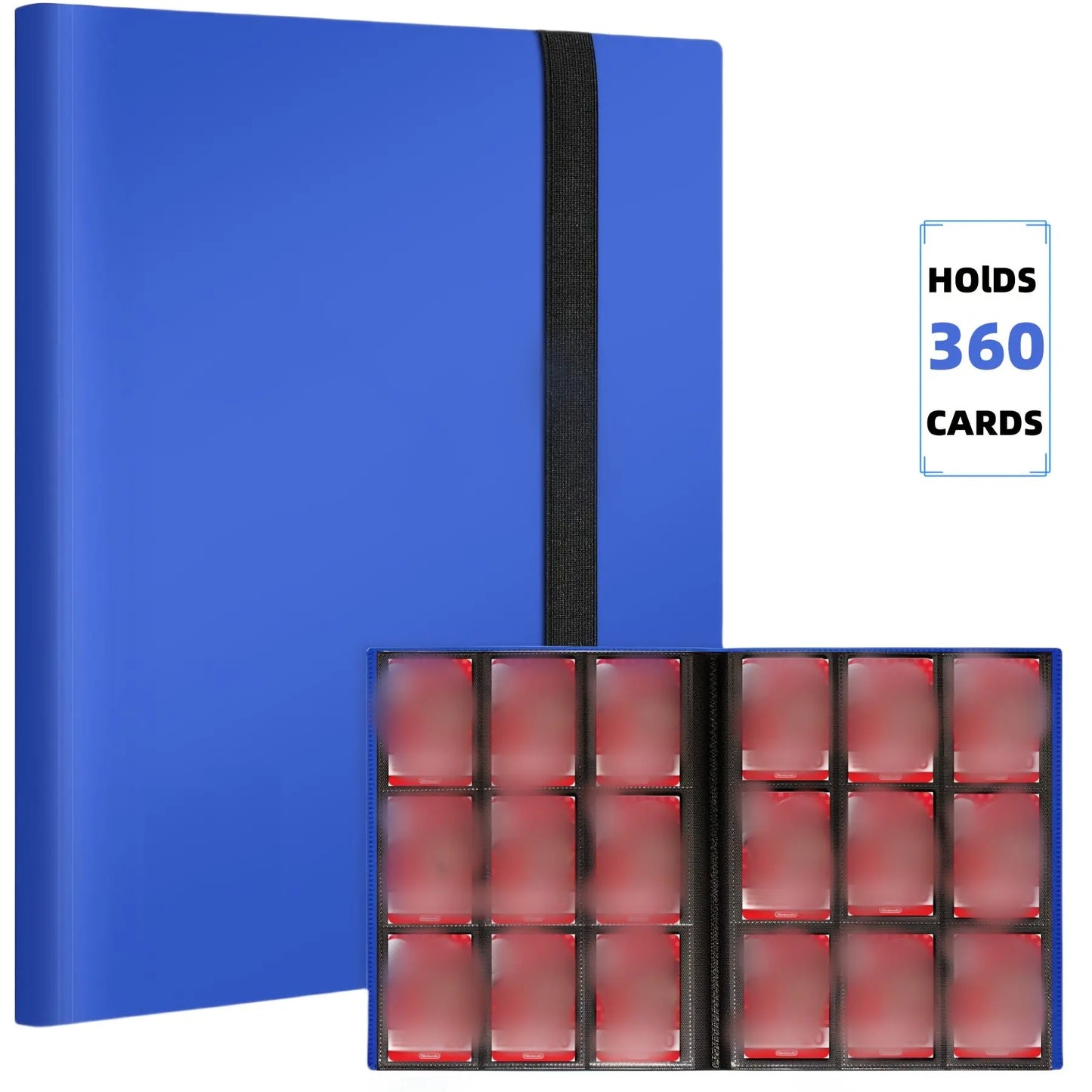 Premium 9-Pocket Polypropylene Trading Card Binder, Holds 360 Cards, Side-Loading Pockets, Elastic Durable Collectors Album