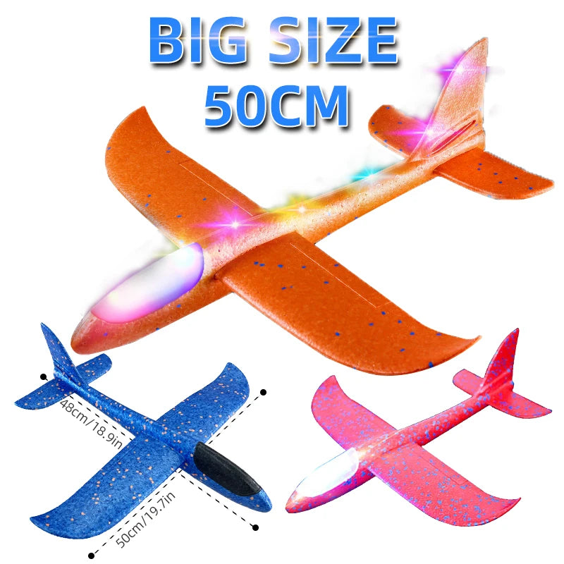 50CM Big Foam Plane Glider Hand Throw Airplane Light Inertial EPP Bubble Planes Outdoor Launch Kids Toys for Children Boys Gift ALPENZO