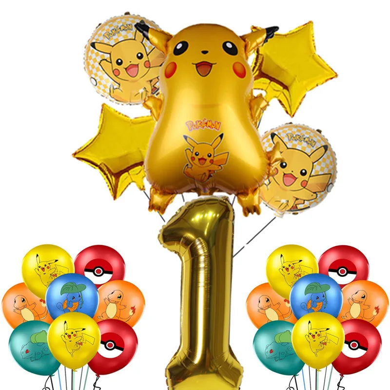 Cartoon Pikachu Theme Birthday Party Disposable Tableware Set Balloons Decorations Photo Props Background Pokemon Party Supplies ALPENZO