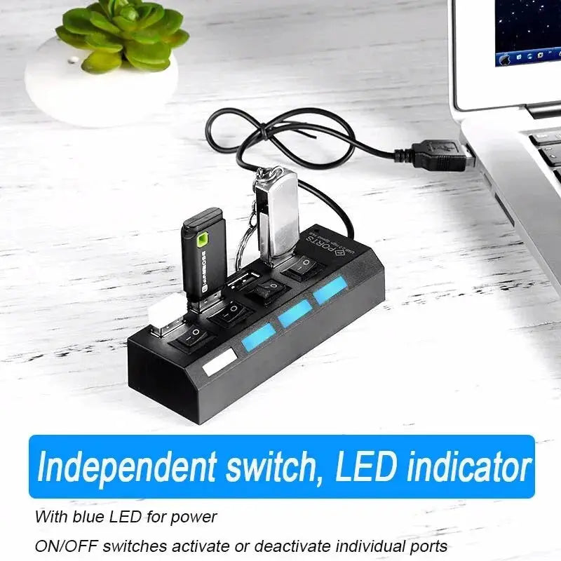 High Speed Usb Hub 2.0 Adapter Expander Multi Usb Splitter Multiple Extender Led Switch Lamp For Pc Laptop 4 Ports 7 Ports - ALPENZO