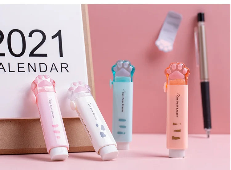 Kawaii Retractable Eraser Cute Cat Korean Stationery Rubber Drawing Erasers Children's school supplies Office ALPENZO