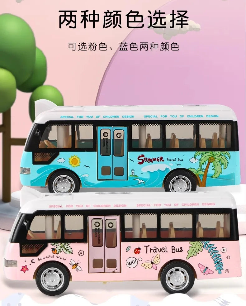 School Bus Toys Cars Die Cast Plastic Little Cars City Bus With Sound And Light Up Friction Powered Cars Play Toys Gift For Kids ALPENZO